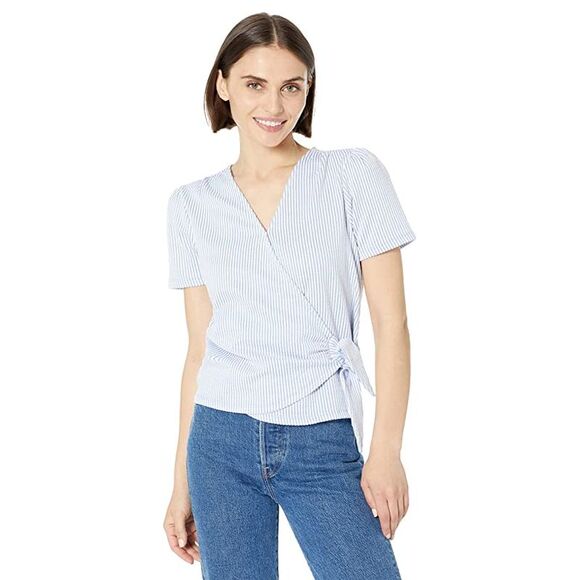 Michael Kors Petite Tie Wrap Top In Crew Blue P/M - Picture 1 of 3